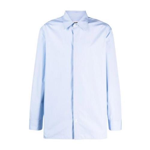 Blauw Gestreept Geborduurd Overhemd Jil Sander , Blue , Heren