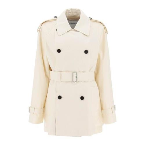 Korte Katoenen Trenchcoat Burberry , White , Dames