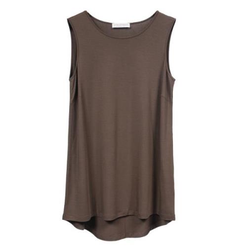 Cacao Viscose Top Mouwloos Regular Fit Le Tricot Perugia , Brown , Dam...