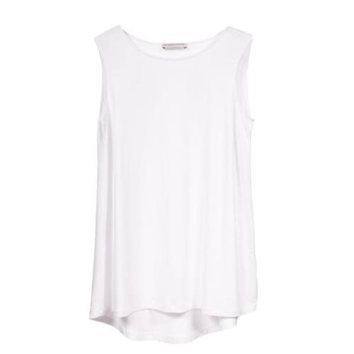 Witte Viscose Mouwloze Top Le Tricot Perugia , White , Dames