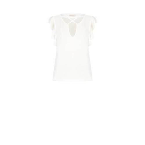 Effen kleur blouse met kruisbandjes Rinascimento , White , Dames