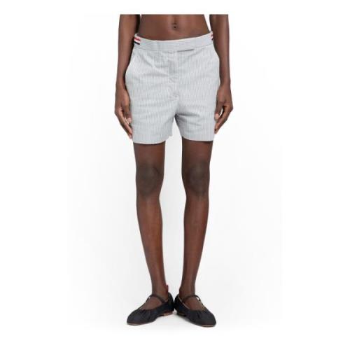 Gestreepte Katoenen Seersucker Shorts met Zijtabs Thom Browne , Gray ,...