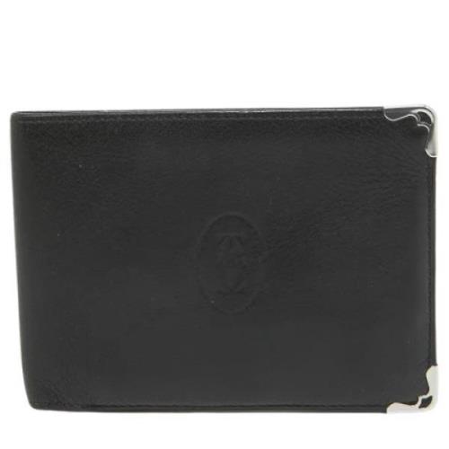 Pre-owned Leather wallets Cartier Vintage , Black , Dames