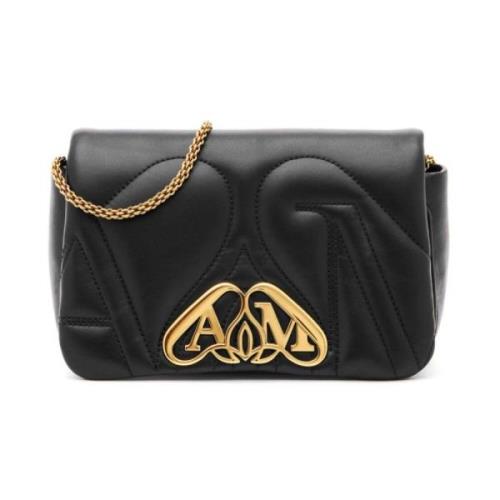 Gewatteerde Zwarte Lamsskin Schoudertas Alexander McQueen , Black , Da...