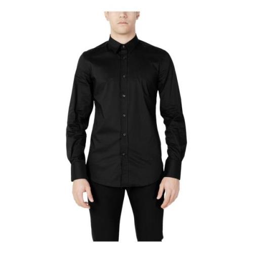 Zwarte Slim Fit Overhemd Lange Mouwen Antony Morato , Black , Heren