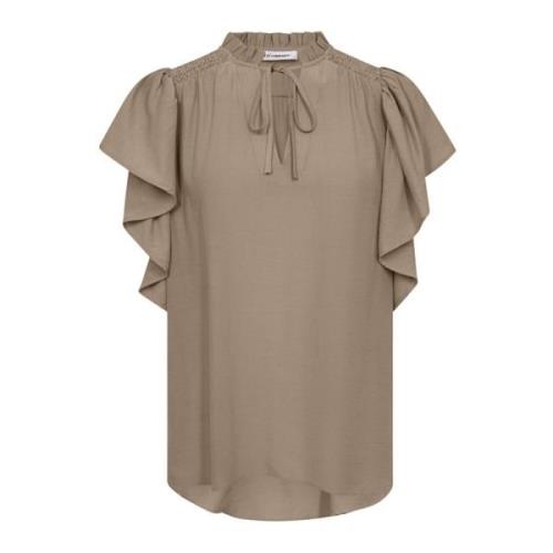 Ruche Top Blouse in Walnoot Co'Couture , Brown , Dames