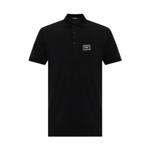 Polo shirt met logo Dolce & Gabbana , Black , Heren