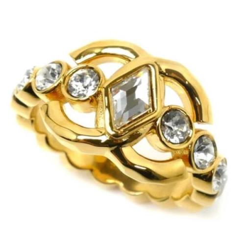 Pre-owned Metal rings Chanel Vintage , Yellow , Dames