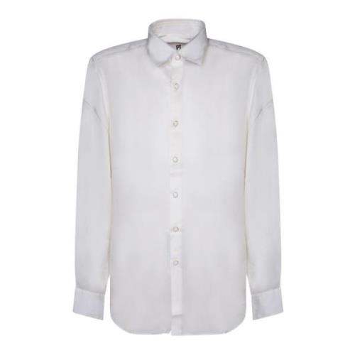 Witte Viscose Overhemd Klassieke Kraag PT Torino , White , Heren