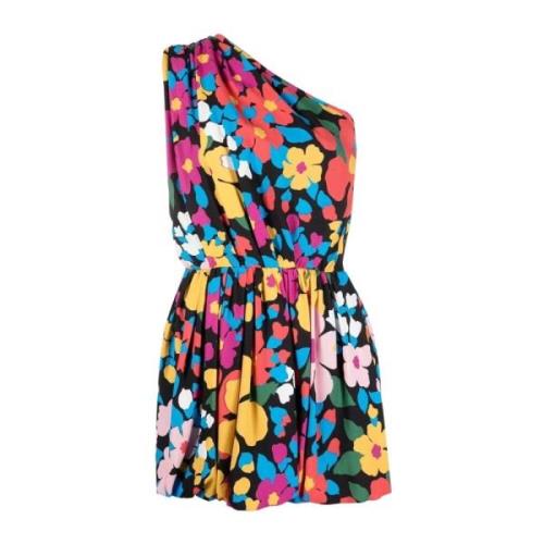 Asymmetrische Jurk met Bloemenprint Saint Laurent , Multicolor , Dames