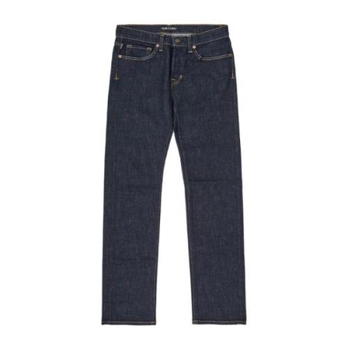 Straight Fit Blauwe Jeansbroek Tom Ford , Blue , Heren