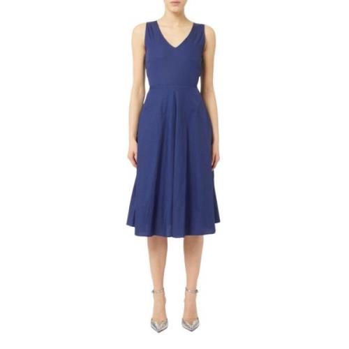 Blauwe Midi Jurk met V-Hals Marella , Blue , Dames