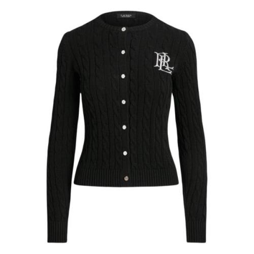 Klassieke Cable Knit Cardigan met Zilveren Knopen Ralph Lauren , Black...