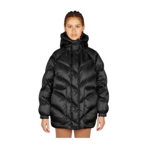 Logo Patch Shell Jas Moncler , Black , Dames