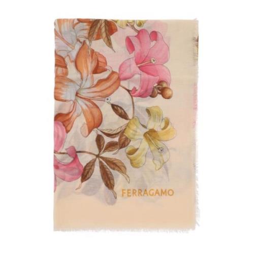 Hibiscus Print Cashmere Stole Salvatore Ferragamo , Multicolor , Dames