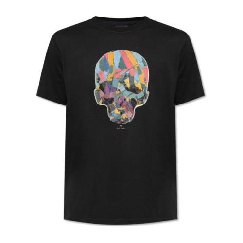 Bedrukt T-shirt PS By Paul Smith , Black , Heren