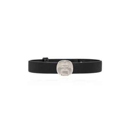 Leren armband Salvatore Ferragamo , Black , Heren