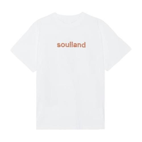 Rhinestone Logo T-shirt Soulland , White , Unisex