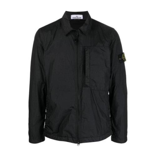 Logo Patch Lichtgewicht Jas Stone Island , Black , Heren