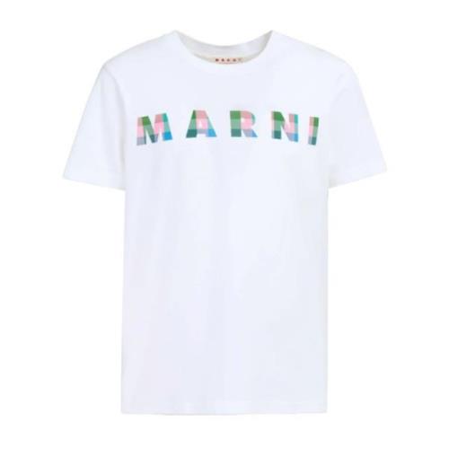 Grafisch Logo T-shirt Wit Marni , White , Heren
