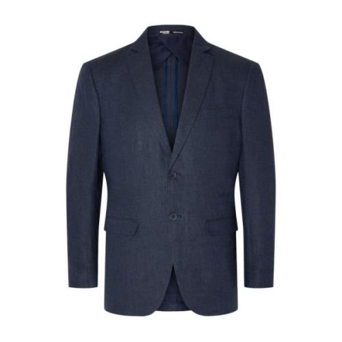 Blauw Linnen Blazer Set voor Mannen Selected Homme , Blue , Heren