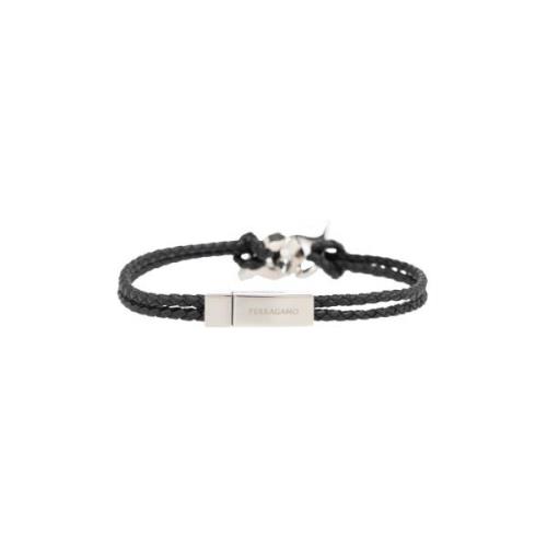 Leren armband Salvatore Ferragamo , Black , Heren