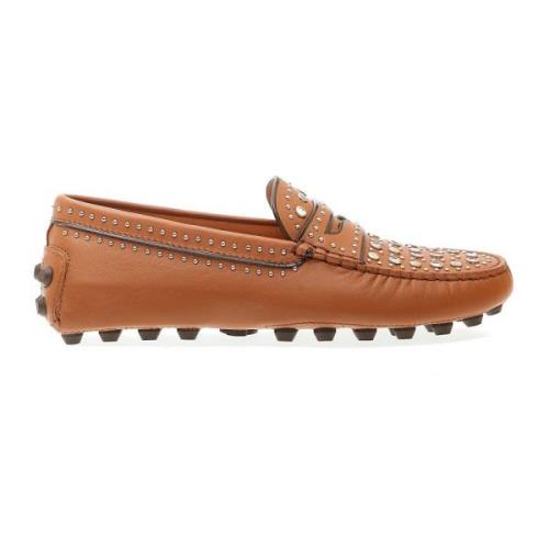 Loafer Schoenen met Studs en Spiegels Tod's , Brown , Dames