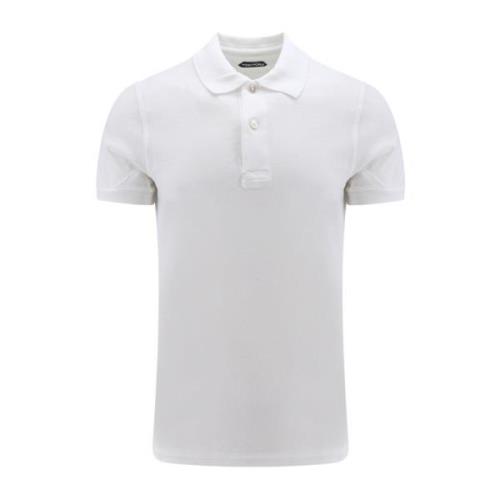 Wit T-shirt Polo Logo Borduurwerk Tom Ford , White , Heren