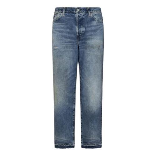 Vintage-Style Indigo-Dyed Cotton Denim Jeans Ralph Lauren , Blue , Her...