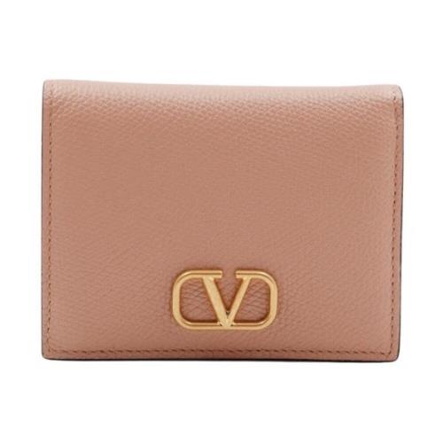 VLogo Leren Portemonnee Valentino Garavani , Beige , Dames