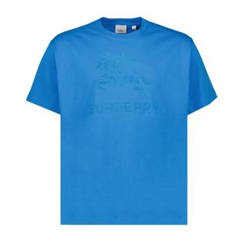 Equestrian Knight Design Geborduurd T-shirt Burberry , Blue , Heren