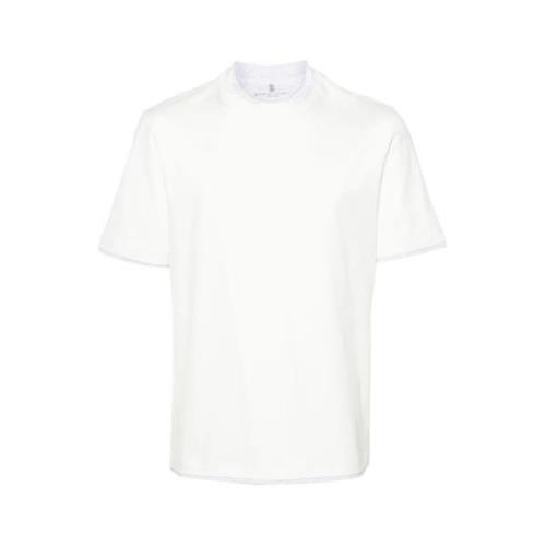 Gelaagd Katoenen T-shirt Brunello Cucinelli , White , Heren