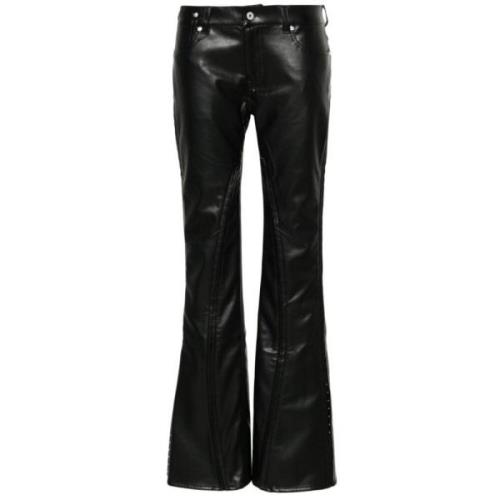 Leren broek met zijknopen Y/Project , Black , Dames