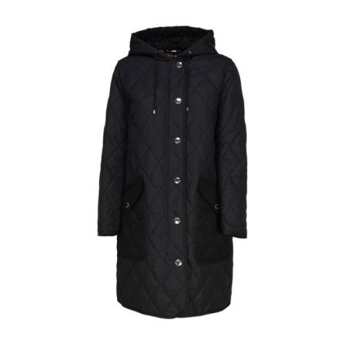 Zwarte Trenchcoat met Capuchon Burberry , Black , Dames