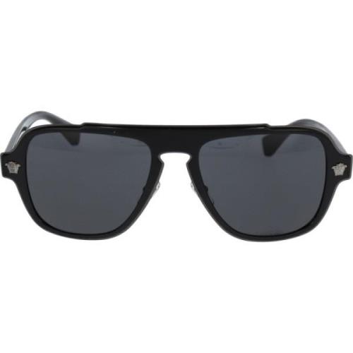 Iconische zonnebril met uniforme lenzen Versace , Black , Unisex