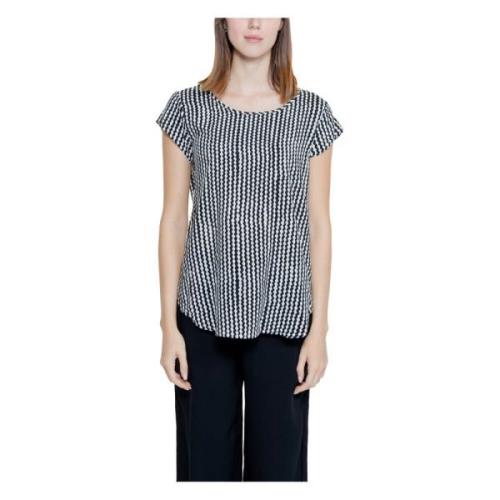 Korte mouw blouse met AOP-print Only , Black , Dames