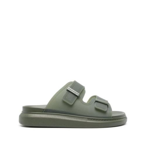 Khaki Groene Rubber Sliders Alexander McQueen , Green , Heren