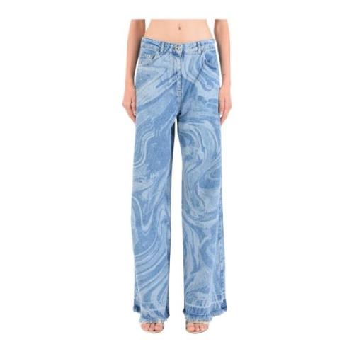 Wijde Pijp Denim Jeans met Laserprint en Strass Detail Patrizia Pepe ,...