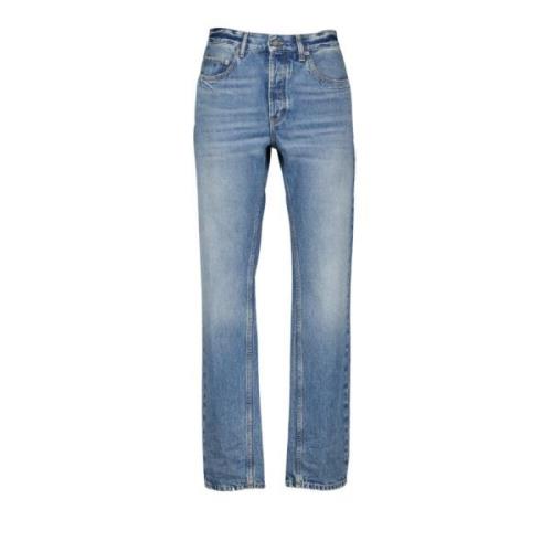 Baggy Jeans Rechte Snit Blauw Gewassen Saint Laurent , Blue , Heren