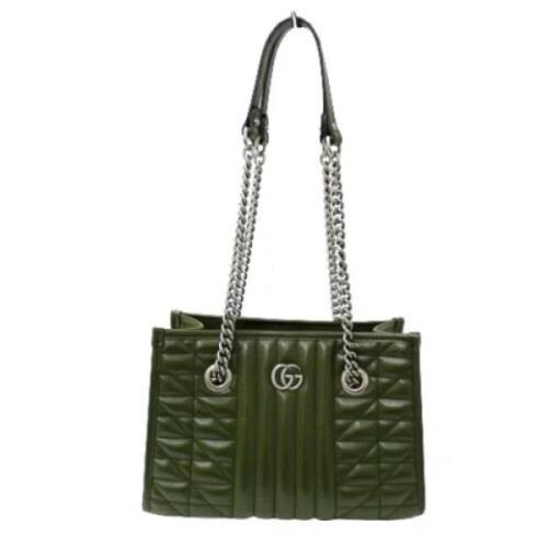 Pre-owned Leather totes Gucci Vintage , Green , Dames