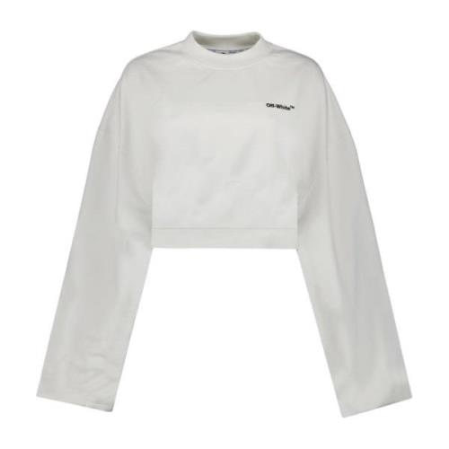 Korte Mouw Crop Sweatshirt Off White , White , Dames