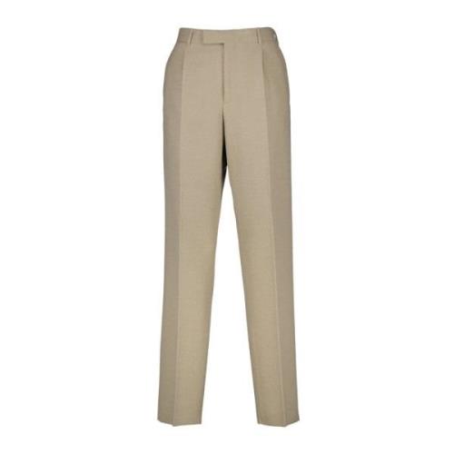 Wollen Plooi Broek Rechte Snit Dior , Beige , Heren