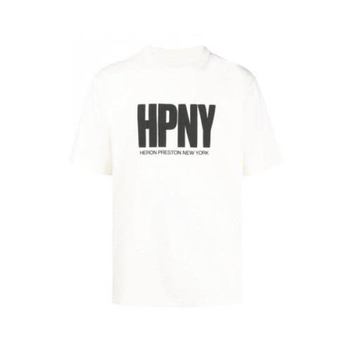 Logo Print Katoenen T-Shirt Heron Preston , White , Heren