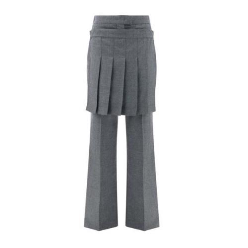 Grijze Wollen Broek met Rok Overlay Fendi , Gray , Dames