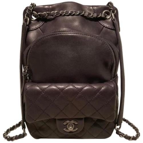 Pre-owned Leather backpacks Chanel Vintage , Brown , Dames