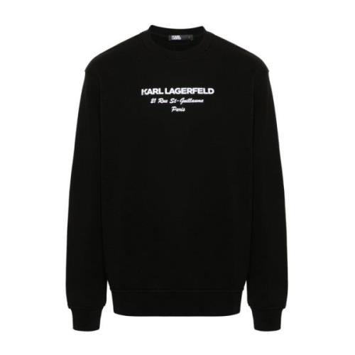 Zwarte Crew Neck Sweater Logo Detail Karl Lagerfeld , Black , Heren