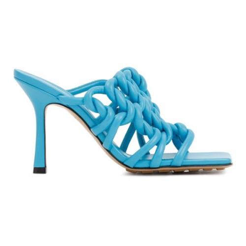 Blauw Leren Twist Sandalen Ss23 Bottega Veneta , Blue , Dames