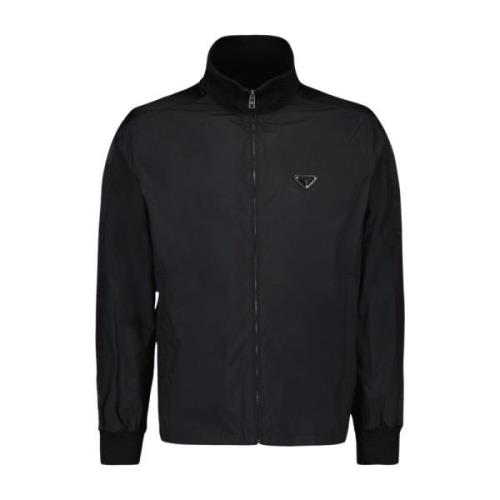 Windjack met driehoekig logo Prada , Black , Heren