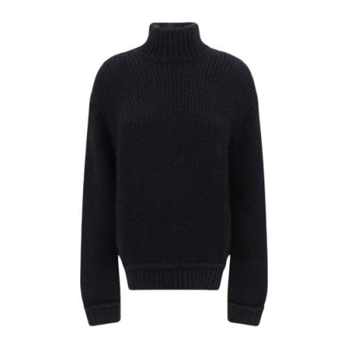 Zwarte Alpaca Sweater Hoge Hals Tom Ford , Black , Dames