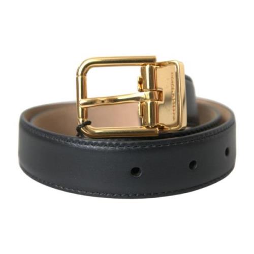 Zwart Leren Metalen Gesp Riem Dolce & Gabbana , Black , Heren